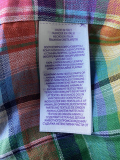 NWT $495 Ralph Lauren Purple Label Men's Multicolor Linen Shirt Large Italy