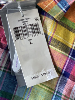 NWT $495 Ralph Lauren Purple Label Men's Multicolor Linen Shirt Large Italy