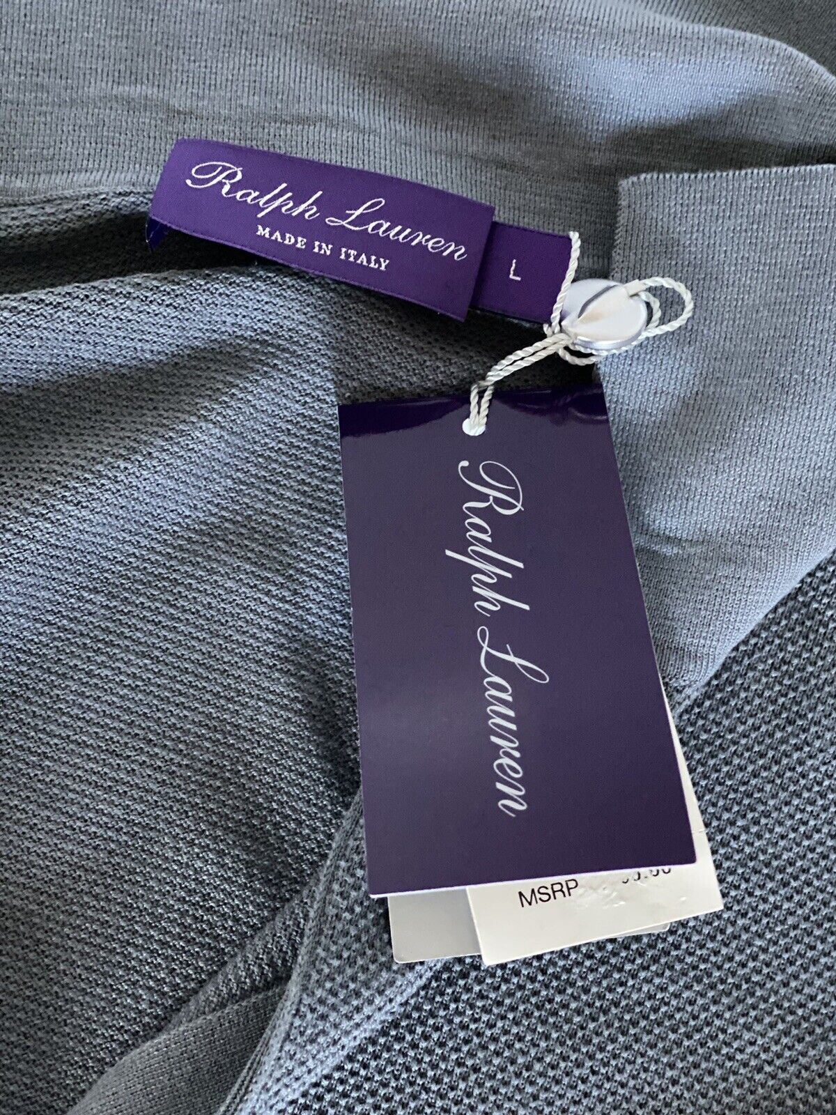 NWT $795 Ralph Lauren Purple Label Silk/Cotton Blue Bollon-up Shirt L Italy