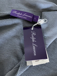 Neu mit Etikett: 795 $ Ralph Lauren Purple Label Seiden-/Baumwollblaues Bollon-up-Hemd L Italien