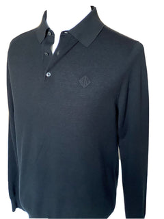 Черная рубашка поло из шелка/хлопка Ralph Lauren Purple Label NWT, 695 долларов, L, Италия