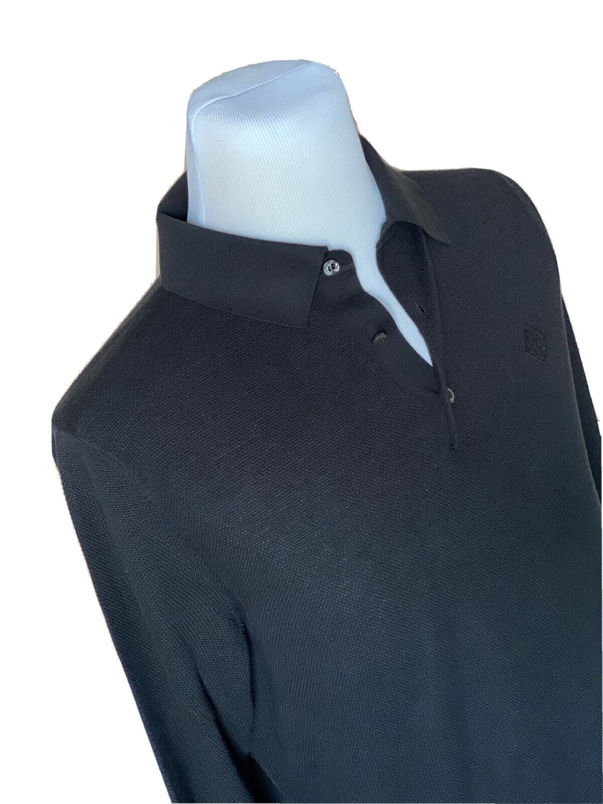 NWT $695 Ralph Lauren Purple Label Silk/Cotton Black Polo Shirt L Italy