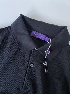 Черная рубашка поло из шелка/хлопка Ralph Lauren Purple Label NWT, 695 долларов, L, Италия