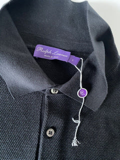 Черная рубашка поло из шелка/хлопка Ralph Lauren Purple Label NWT, 695 долларов, L, Италия