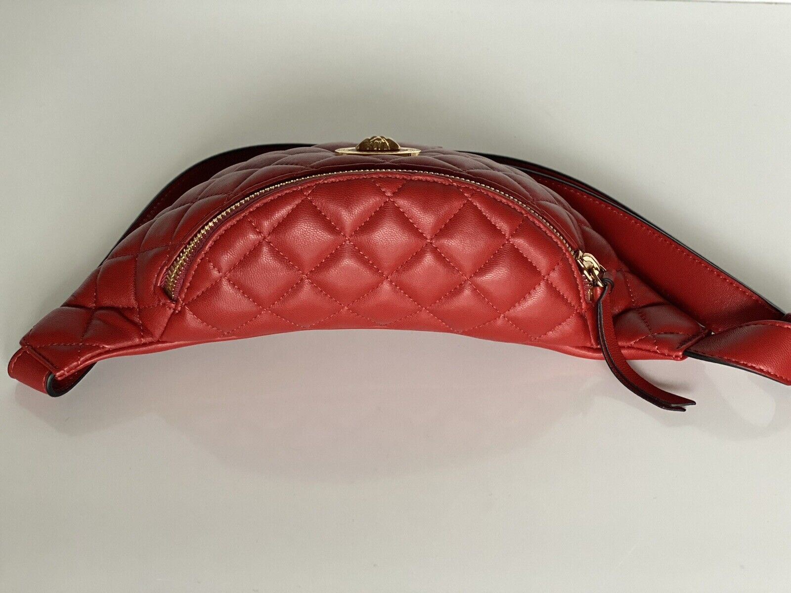 NWT Versace Женская стеганая кожаная сумка ягненка, красная сумка на пояс/пояс/боди 1A02151 Италия 