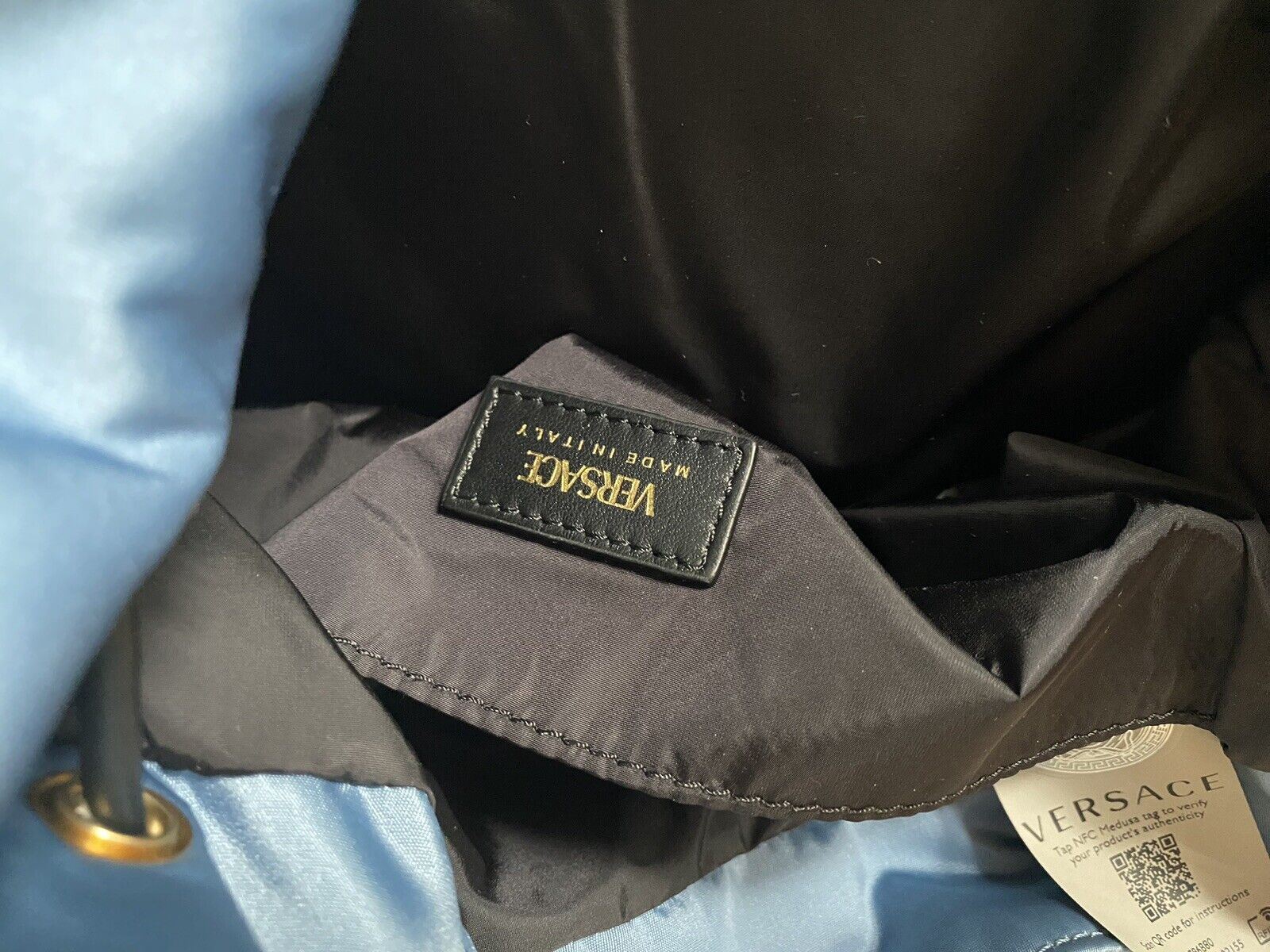 Рюкзак NWT Versace из нейлона/кожи василькового цвета, производство Италия 1002876 1A02155 