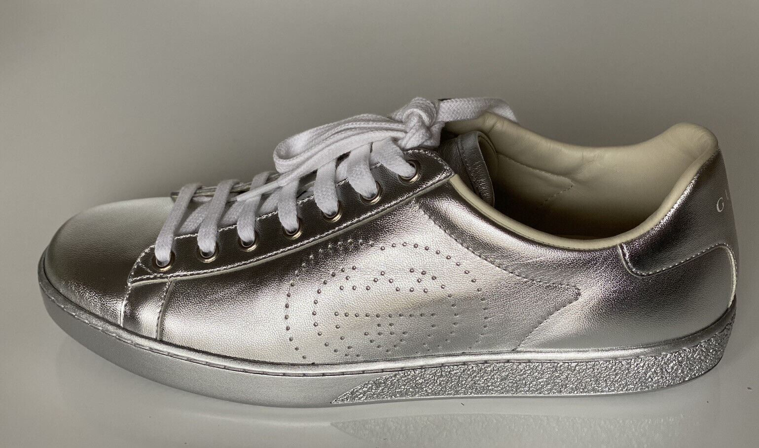 NIB Gucci Ace Men's Low-top Silver Sneakers 10.5 US (Gucci 10) 660266  Italy
