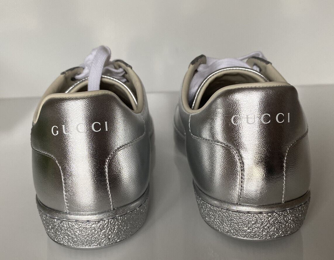 NIB Gucci Ace Men's Low-top Silver Sneakers 10.5 US (Gucci 10) 660266  Italy