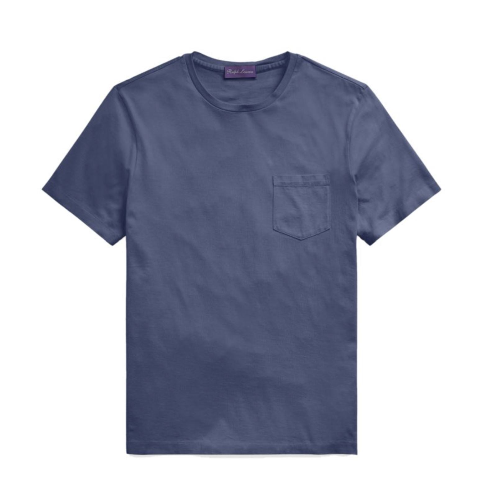 NWT $195 Ralph Lauren Purple Label Cotton Blue Pocket T-Shirt Large