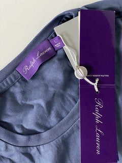 Neu mit Etikett: 195 $ Ralph Lauren Purple Label Baumwoll-T-Shirt in Blau mit Tasche, Größe L 