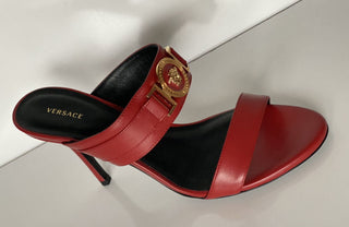 NIB VERSACE Medusa Damen Rote Pumps Sandalen 9,5 US (39,5 Euro) Italien D1NPS 