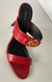 NIB VERSACE Medusa Damen Rote Pumps Sandalen 9,5 US (39,5 Euro) Italien D1NPS 