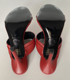 NIB VERSACE Medusa Damen Rote Pumps Sandalen 9,5 US (39,5 Euro) Italien D1NPS 