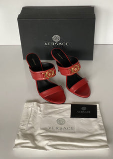 NIB VERSACE Medusa Damen Rote Pumps Sandalen 9,5 US (39,5 Euro) Italien D1NPS 