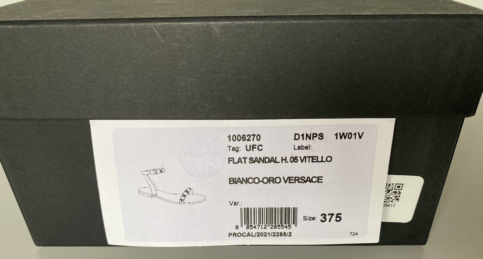 NIB VERSACE Женские белые сандалии Medusa с ремешком на щиколотке 7,5 США (37,5) Испания D1NPS 