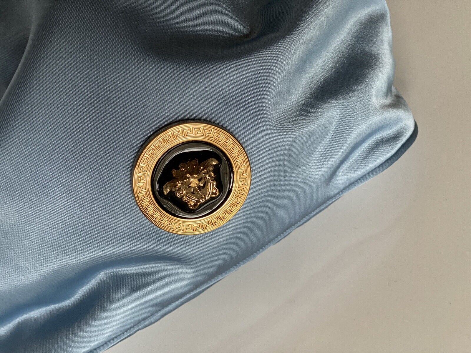 Neu mit Etikett: Versace Mini-Rucksack aus Nylon/Leder in Kornblumenblau, Italien 1002875 1A02155 