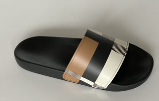 NIB $410 Burberry Camel Check Slides Sandalen 10 US (43 Euro) 8043672 