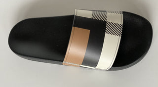 NIB $410 Burberry Camel Check Slides Sandalen 10 US (43 Euro) 8043672 