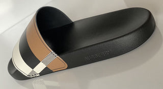 NIB $410 Burberry Camel Check Slides Sandalen 10 US (43 Euro) 8043672 