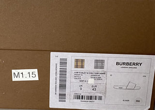 NIB $410 Burberry Camel Check Slides Sandalen 10 US (43 Euro) 8043672 