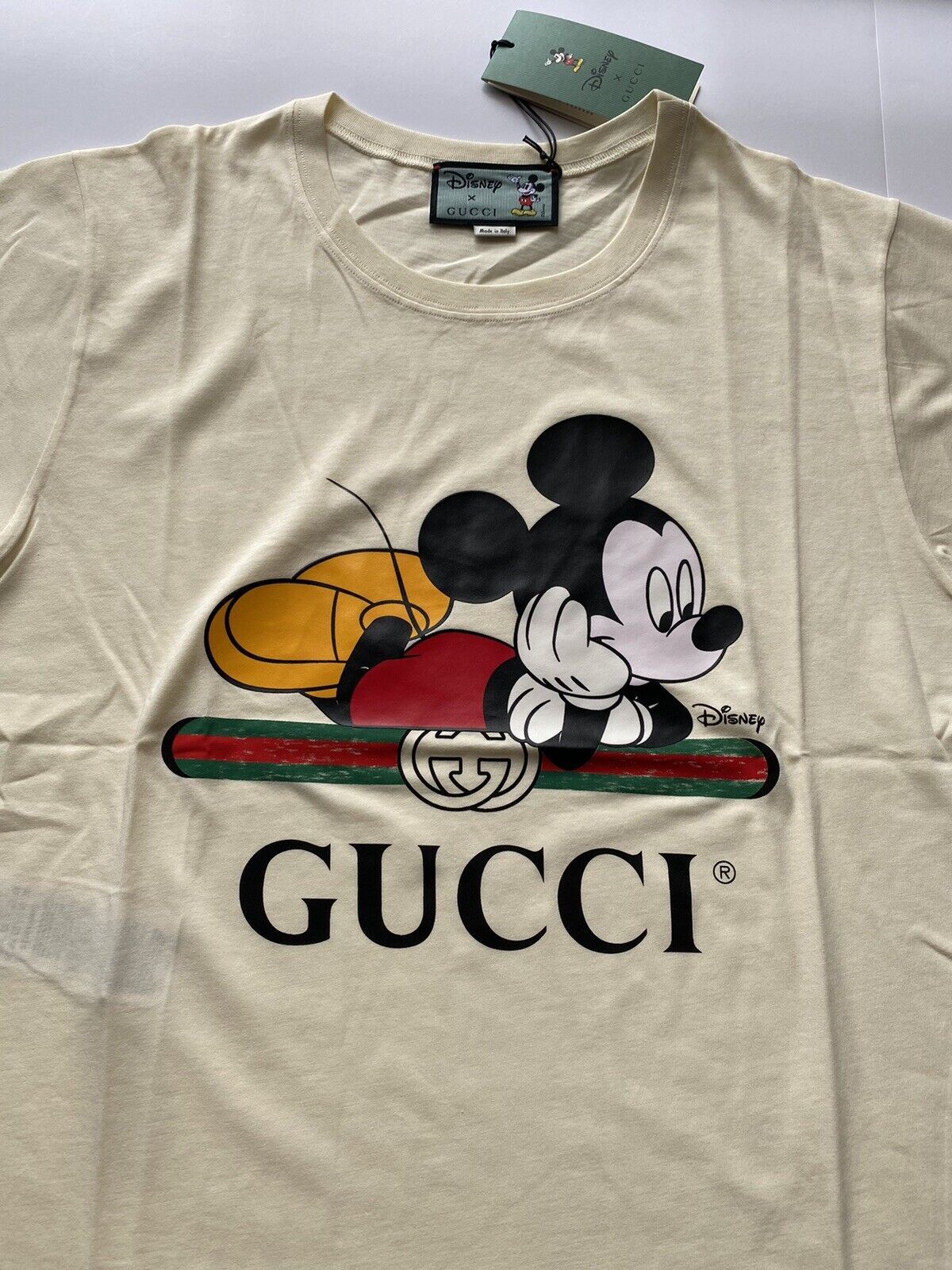 NWT Gucci Mickey Mouse Tan Cotton Jersey T-Shirt Small 492347 Italy