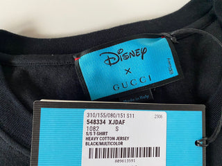 Neu mit Etikett: Gucci Donald Duck Flash Disney Schwarzes Jersey-T-Shirt Small (Übergröße) 548334