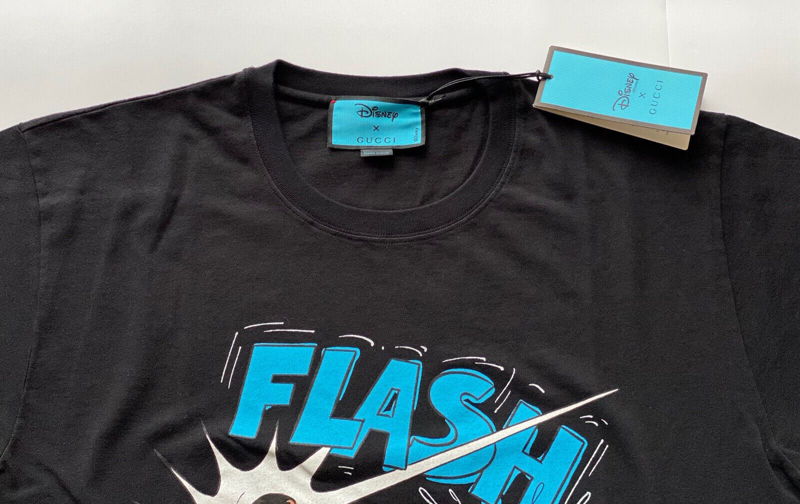 Neu mit Etikett: Gucci Donald Duck Flash Disney Schwarzes Jersey-T-Shirt M (Übergröße) 548334