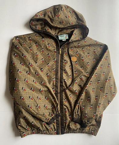 NWT Gucci Women's Mickey Mouse Disney Brown GG Sport Jacket with Hoodie L 605445