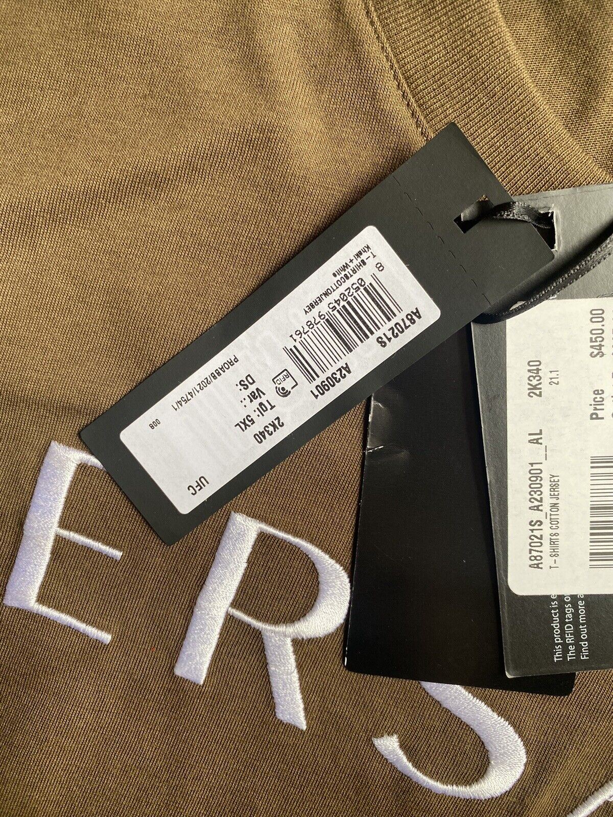 NWT $450 Versace Knit Logo Crew Neck Khaki Jersey T-Shirt 5XL (Fits 4XL) A230901