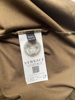 NWT 500 $ Versace Medusa Logo Khaki Jersey T-Shirt 5XL (passt 4XL) A230901 Italien