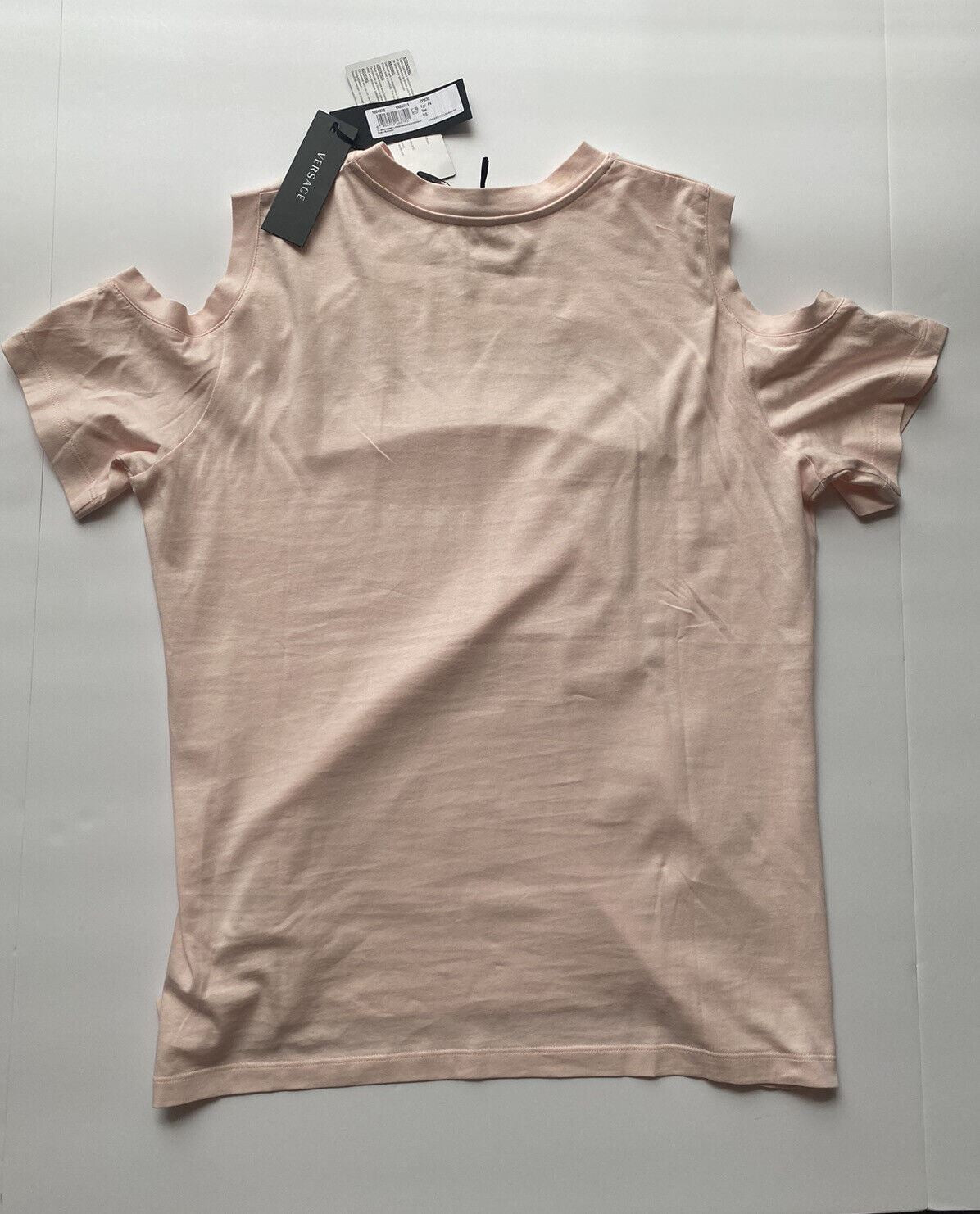 Neu mit Etikett: Versace Damen-T-Shirt aus Jersey mit Stickerei-Logo und Rose, 10 US (44 Euro) 1004970