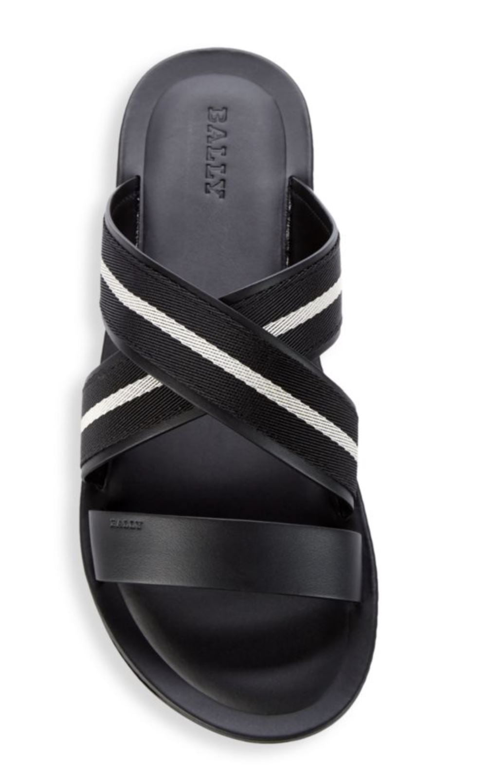 NIB $450 Bally Men's Sasha Slide Textile and Leather Black Sandals 9 US 6234150