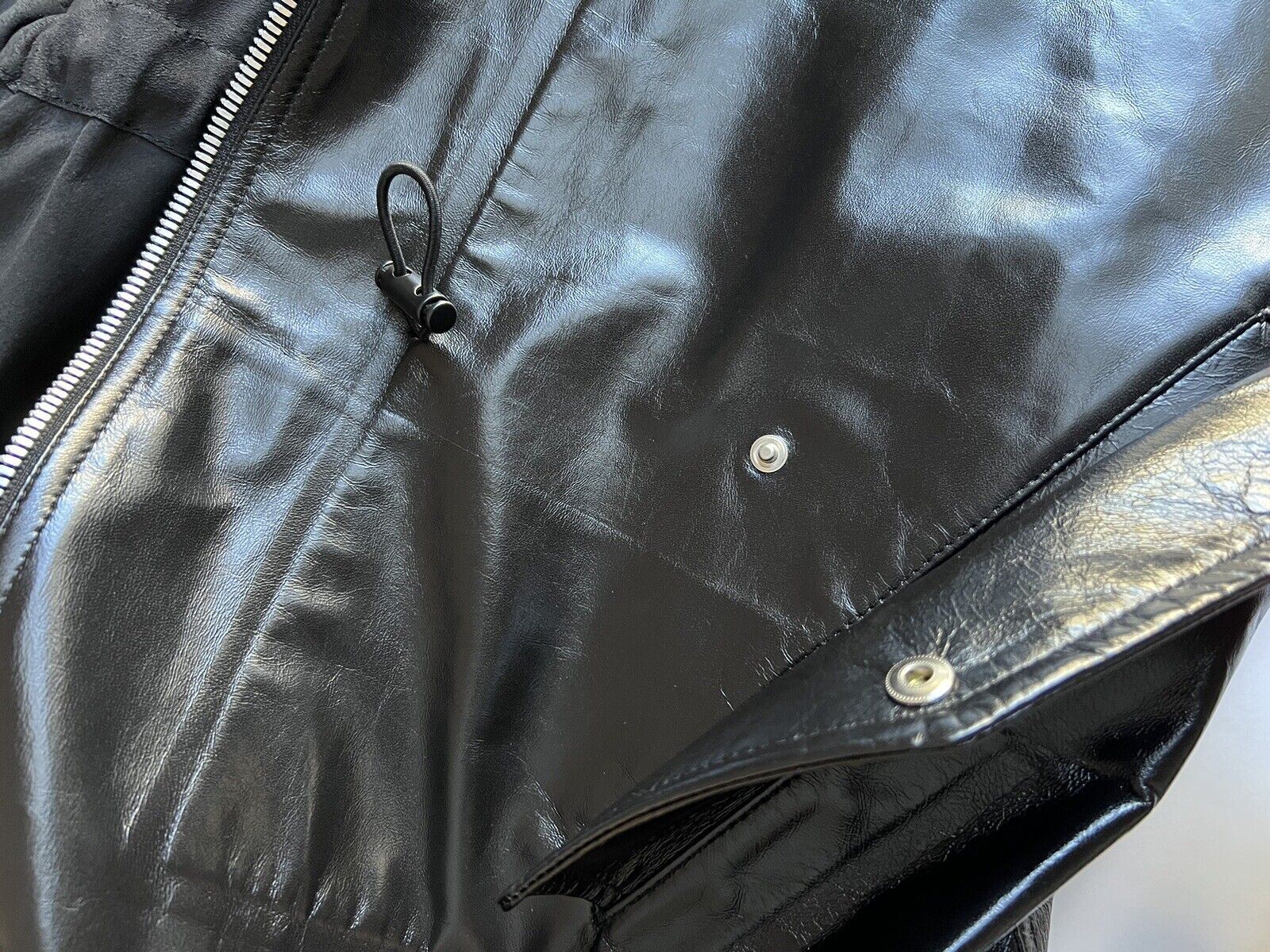 NWT $7500 Bottega Veneta Women's Coat in Shiny Leather Black 633444 Small