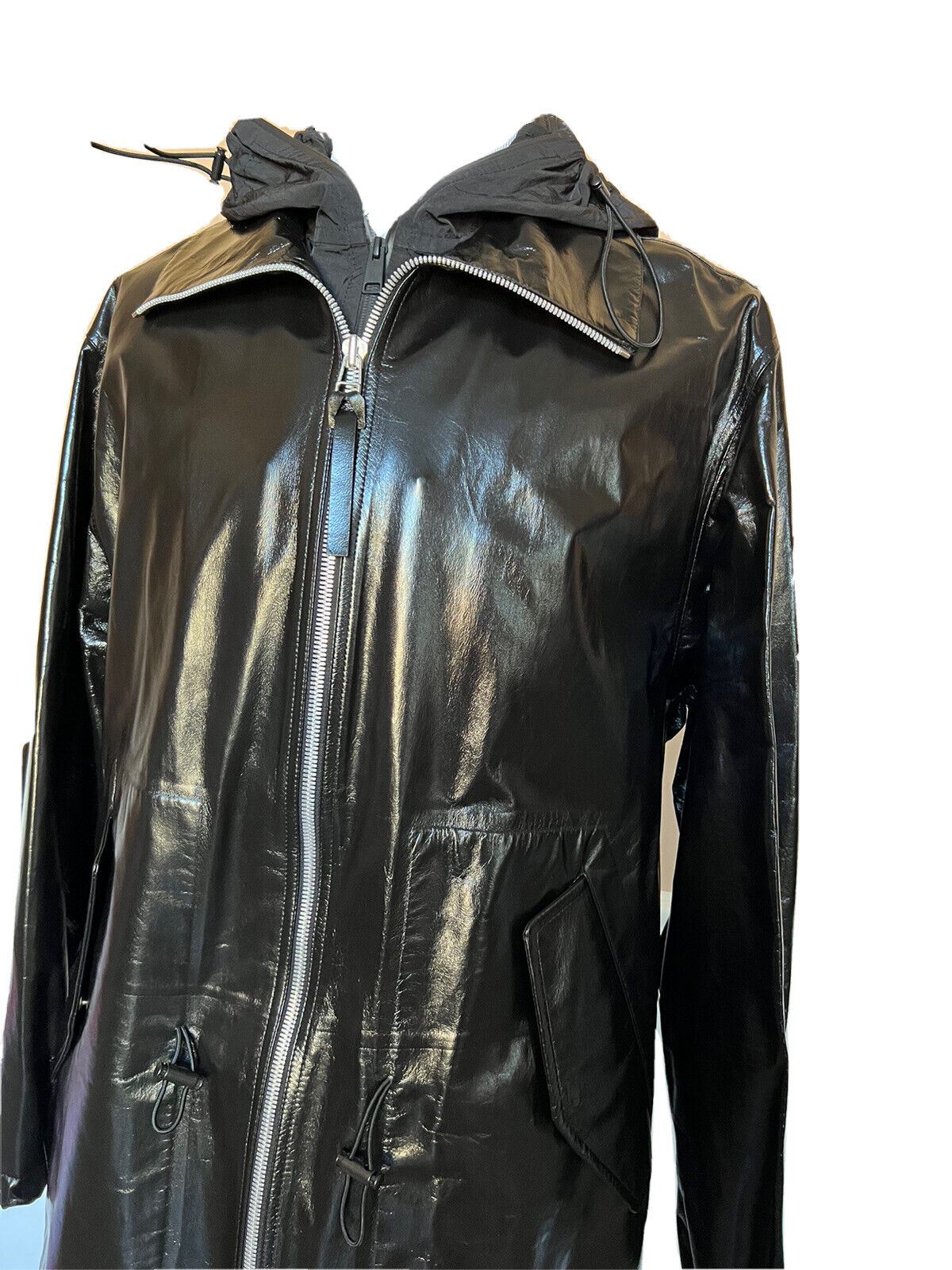 NWT $7500 Женское пальто Bottega Veneta из блестящей кожи черного цвета 633444 Маленькое