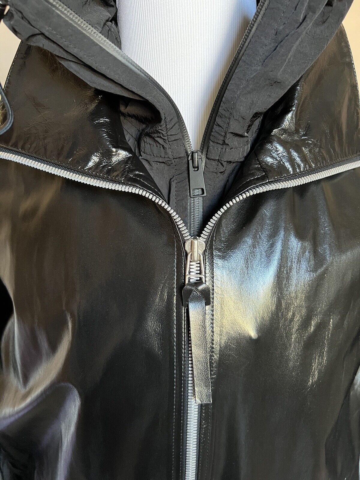 NWT $7500 Женское пальто Bottega Veneta из блестящей кожи черного цвета 633444 Маленькое