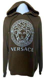 Neu mit Etikett: 750 $ Versace Medusa Print Olivfarbenes Baumwoll-Sweatshirt mit Kapuze 4XL A89514S IT 