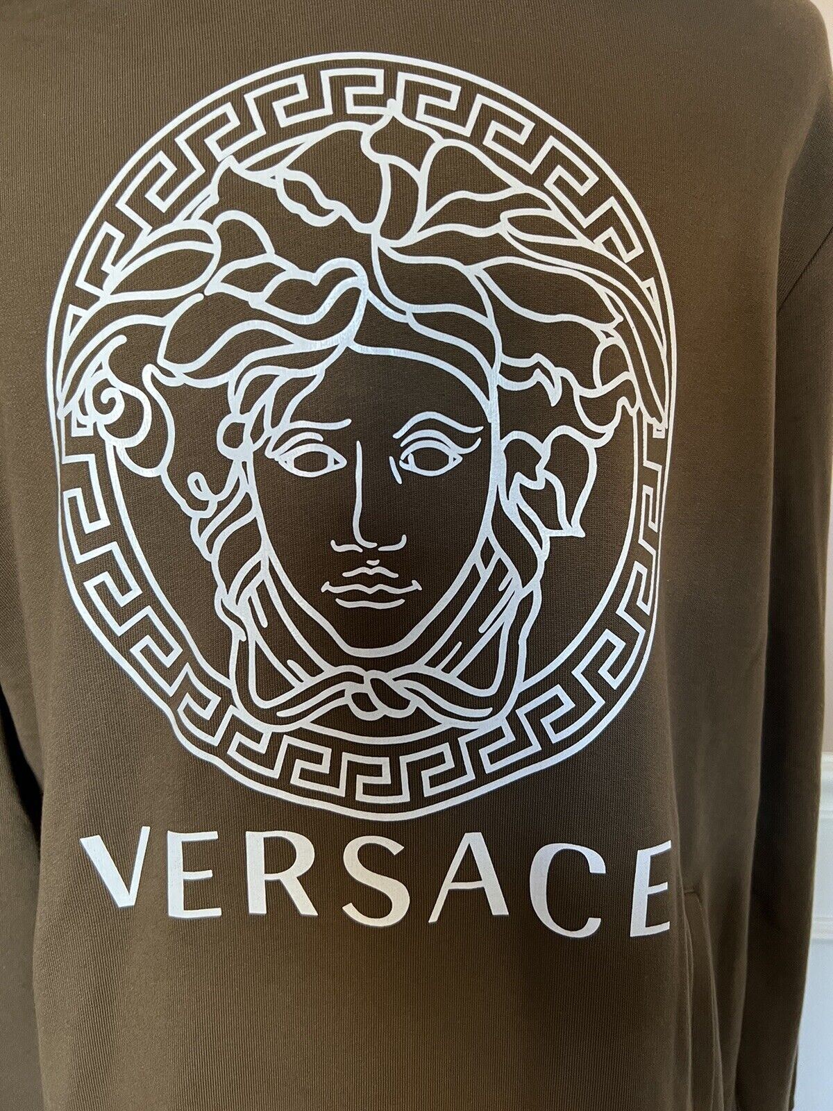 Neu mit Etikett: 750 $ Versace Medusa Print Olivfarbenes Baumwoll-Sweatshirt mit Kapuze 4XL A89514S IT 