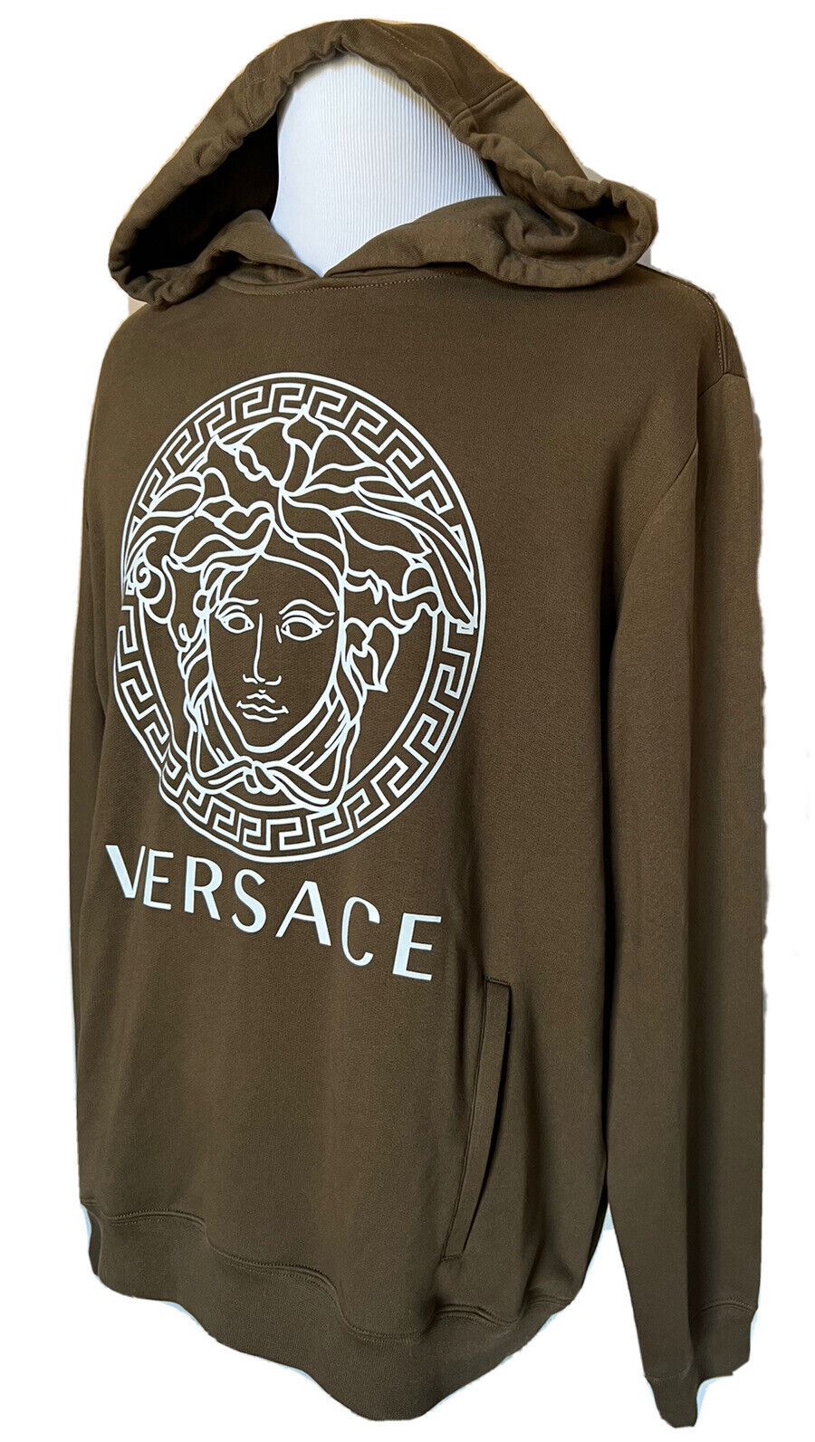 NWT $750 Versace Medusa Print Olive Cotton Sweatshirt with Hoodie 4XL A89514S IT