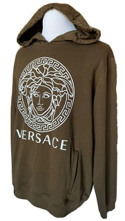 Neu mit Etikett: 750 $ Versace Medusa Print Olivfarbenes Baumwoll-Sweatshirt mit Kapuze 4XL A89514S IT 
