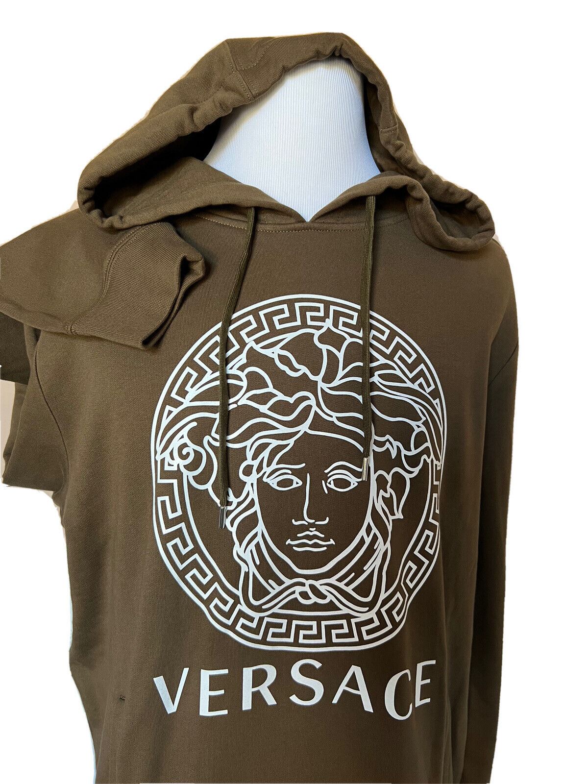 Neu mit Etikett: 750 $ Versace Medusa Print Olivfarbenes Baumwoll-Sweatshirt mit Kapuze 4XL A89514S IT 