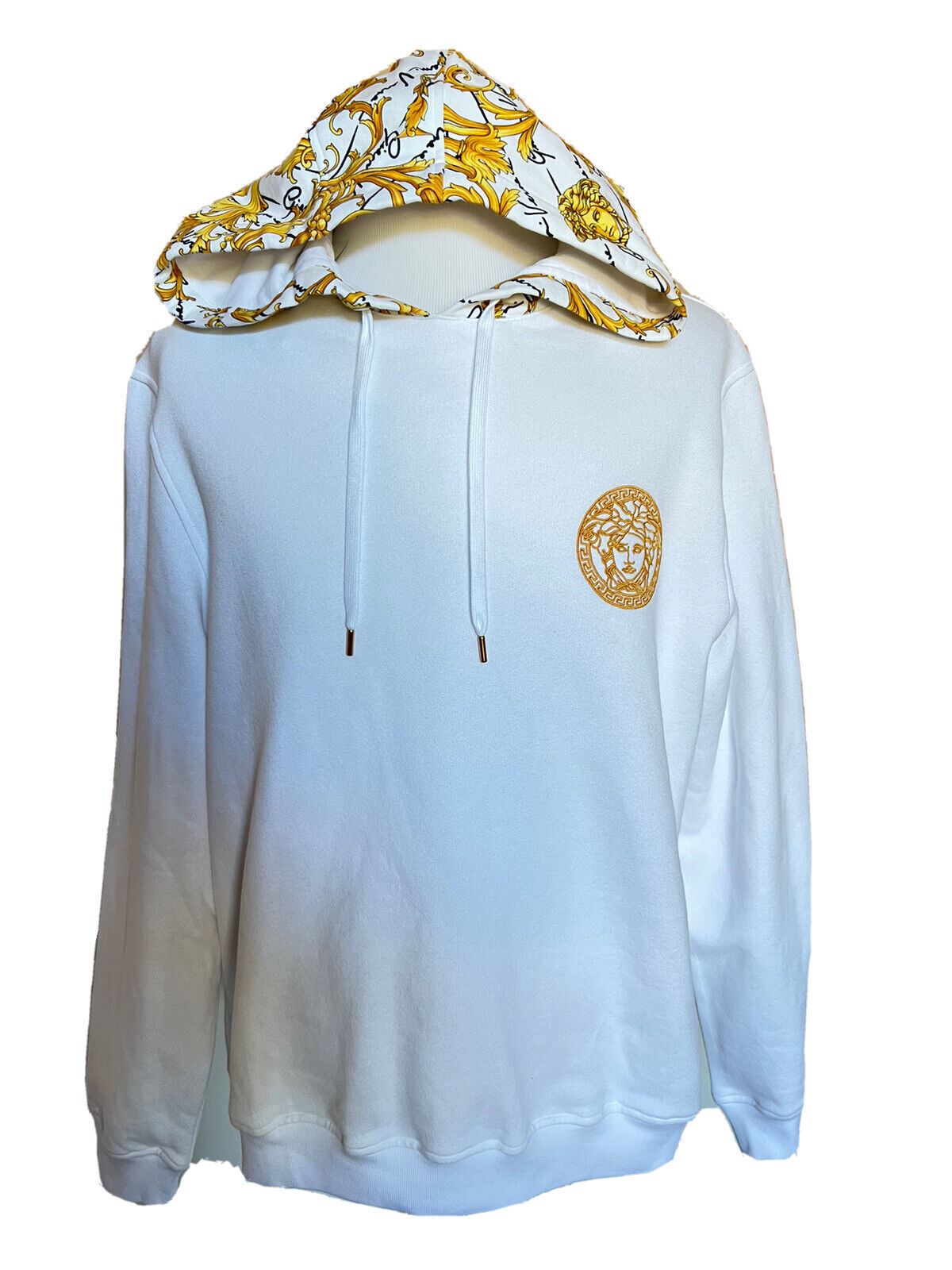 NWT $1150 Versace Medusa Baroque Print Sweatshirt with Hoodie White 4XL 1003253