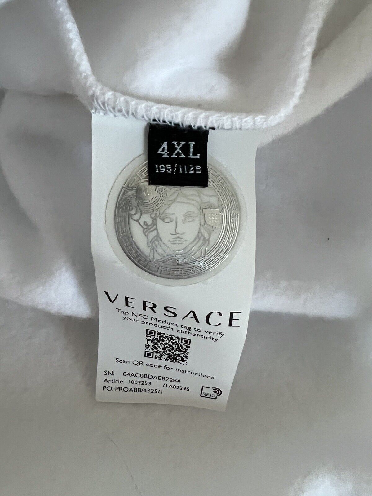 Neu mit Etikett: 1150 $ Versace Medusa Barock-Print-Sweatshirt mit Kapuze, Weiß 4XL 1003253 