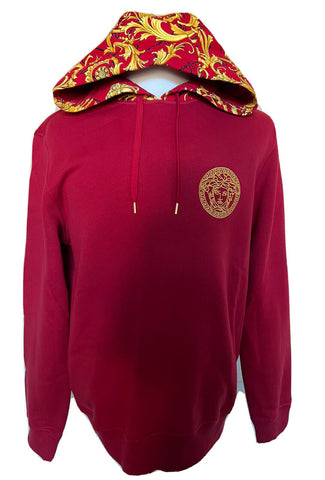 NWT $1150 Versace Medusa Baroque Print Sweatshirt with Hoodie Red S 1003253