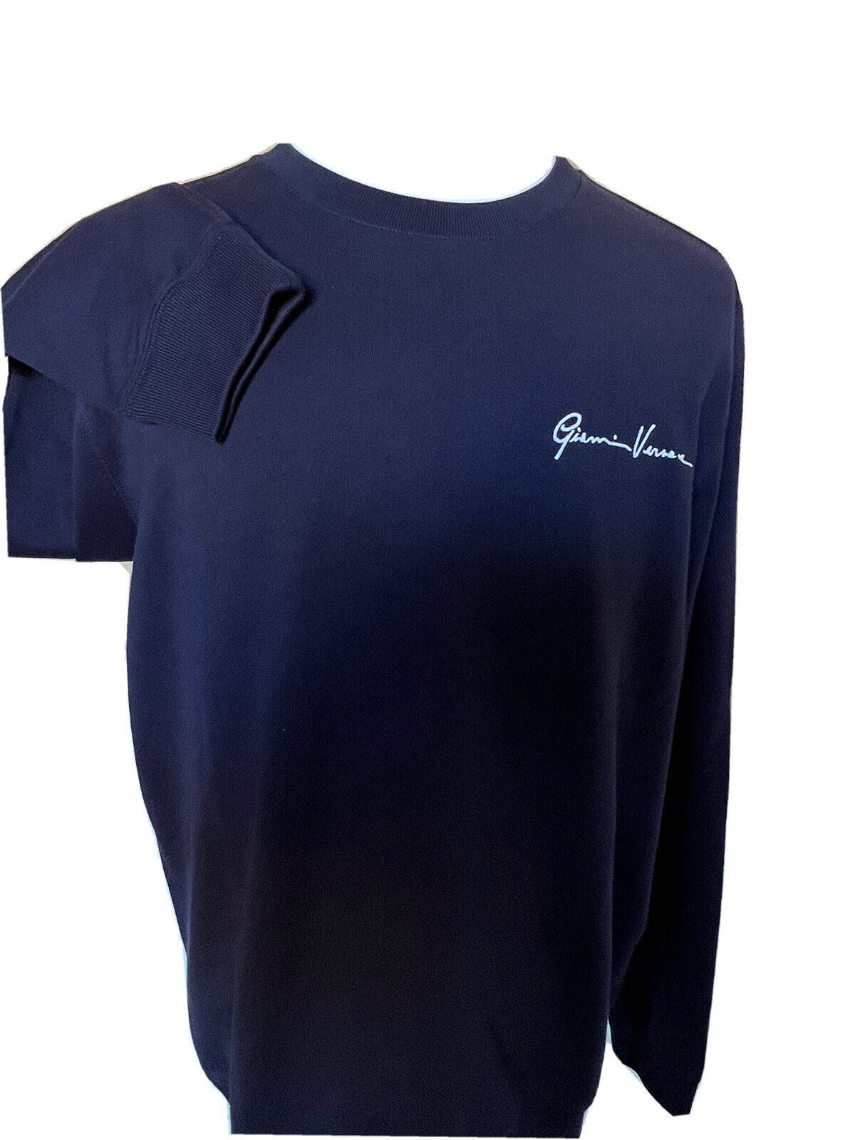 Neu mit Etikett: 525 $ Versace Herren-Langarm-Sweatshirt Blau Größe 3XL A85327 Italien 