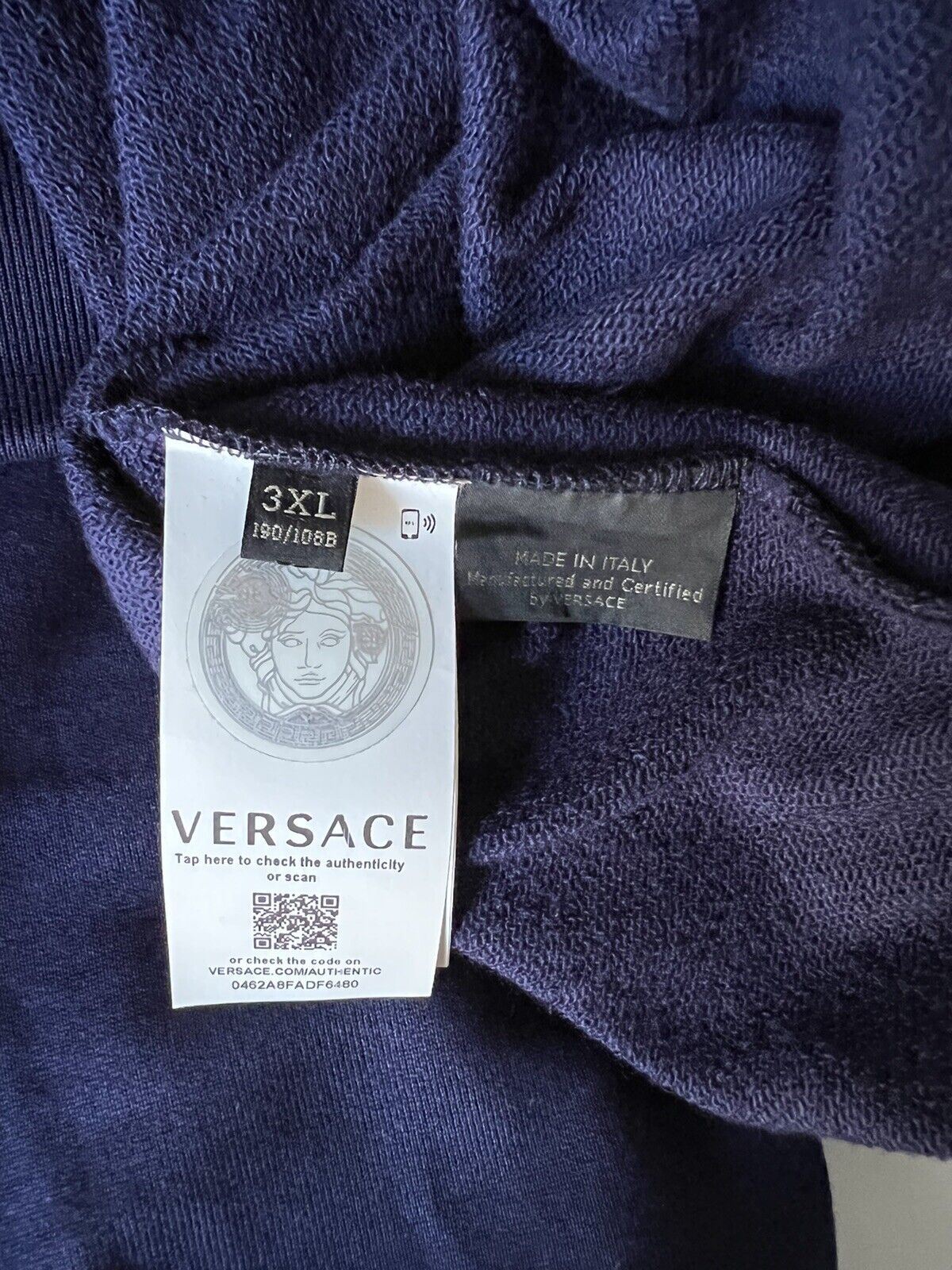 Neu mit Etikett: 525 $ Versace Herren-Langarm-Sweatshirt Blau Größe 3XL A85327 Italien 