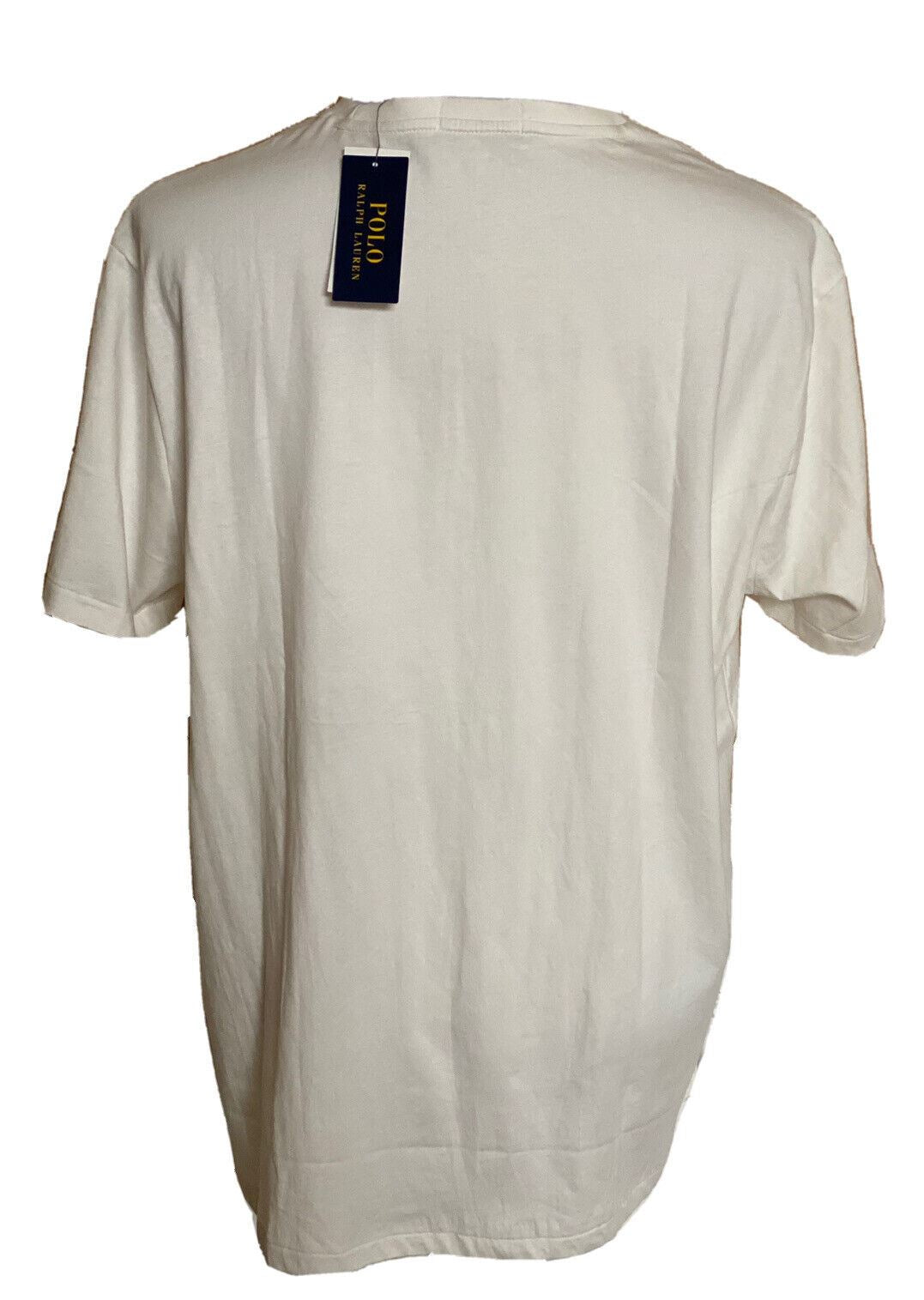 Neu mit Etikett: 65 $ Polo Ralph Lauren Kurzarm-T-Shirt mit Signature-Logo Weiß XL 