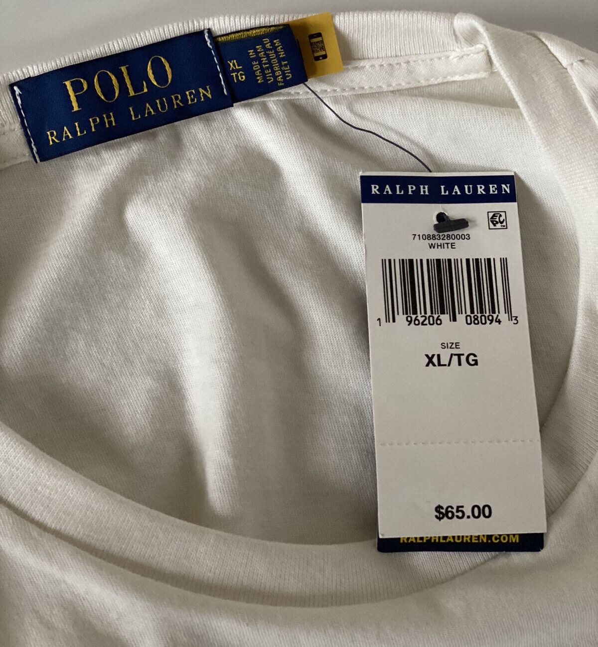 Белая футболка с короткими рукавами и фирменным логотипом Polo Ralph Lauren, размер NWT: 65 долларов США, белый размер XL 