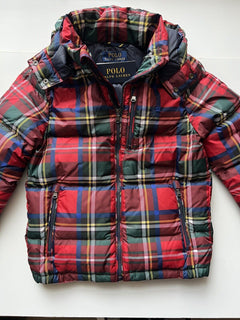 Neu mit Etikett: 185 $ Polo Ralph Lauren Jungenjacke mit Kapuze, Rot, S (8 Jahre) 