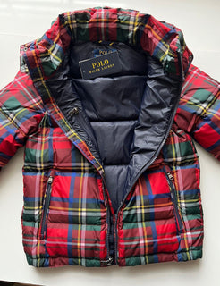 Neu mit Etikett: 185 $ Polo Ralph Lauren Jungenjacke mit Kapuze, Rot, S (8 Jahre) 