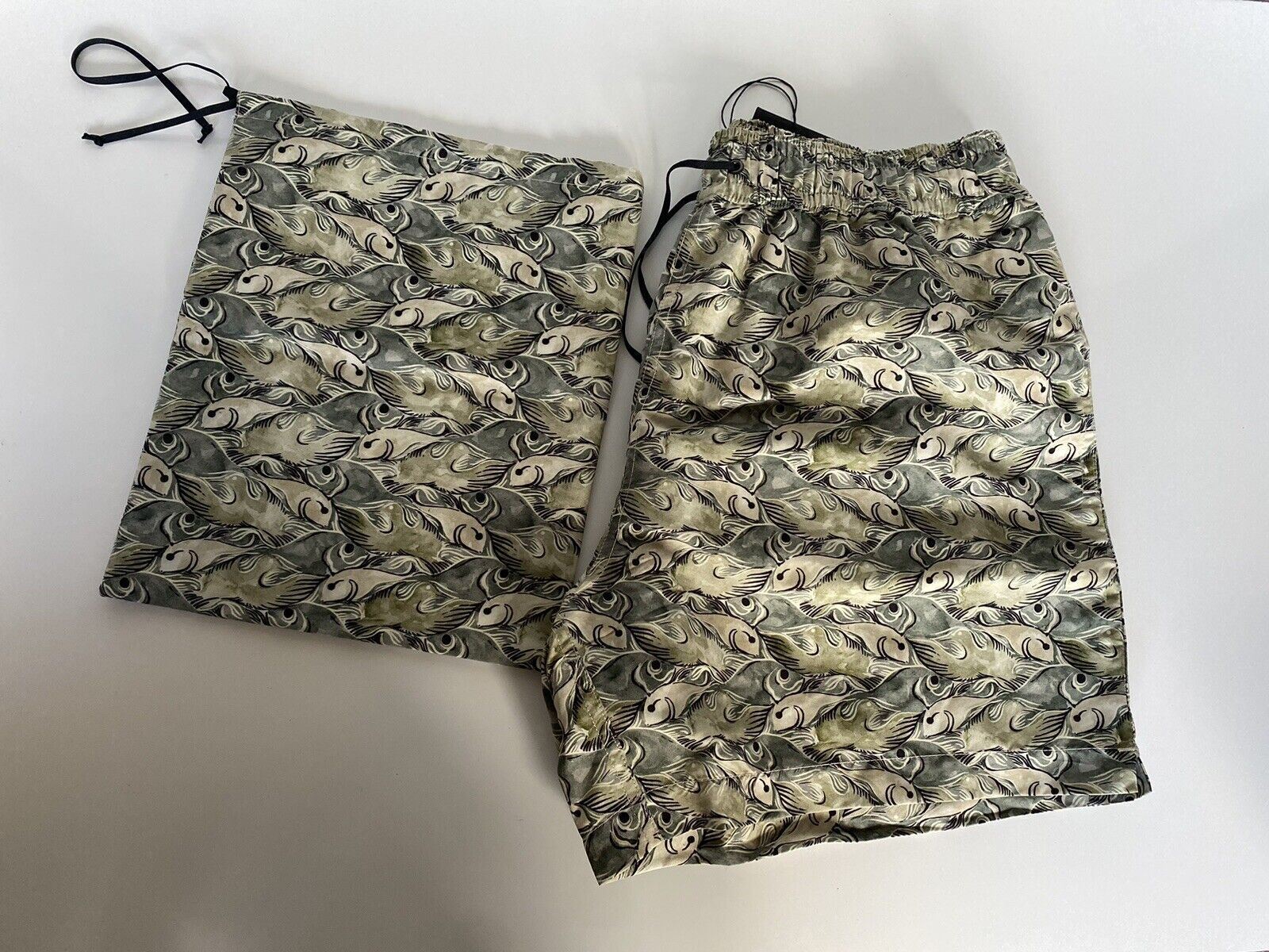 NWT $550 Bottega Veneta Men's Boxer Fish Green Shorts Small 560949
